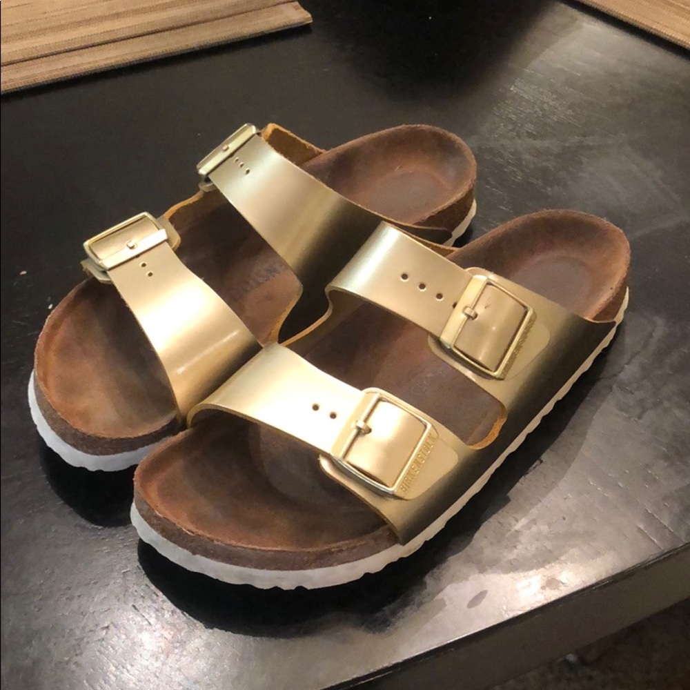 Gold birkenstocks